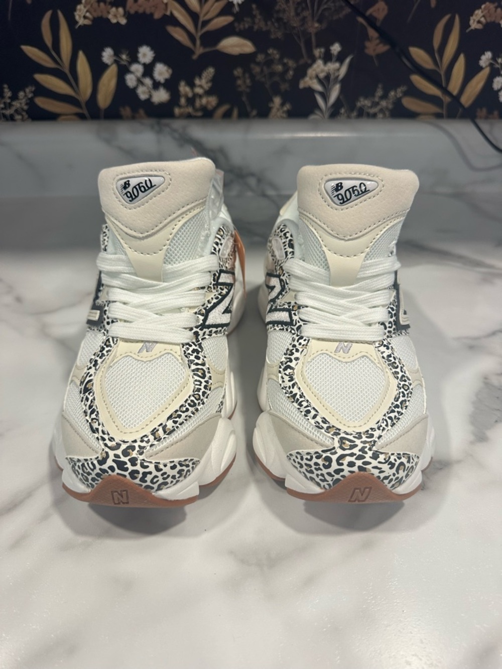 New Balance Women's White Cream & Black Leopard-Print Sneakers - Picture 2 of 5